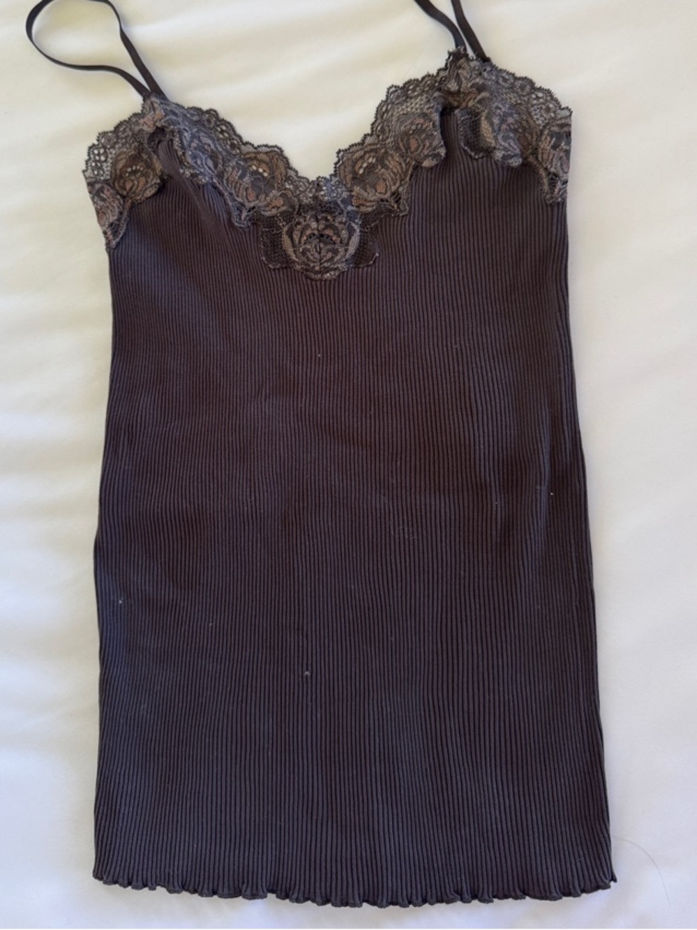 Banana Republic Brown Ribbed Cotton Crewneck Top